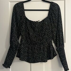 Nordstrom black and white polka dot top